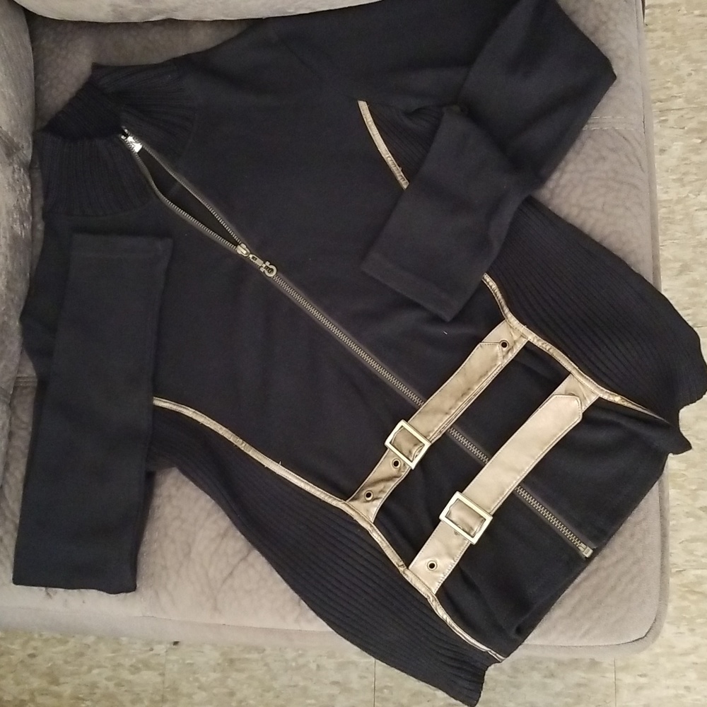 Sweater, Hendi, Large, Black w/ Bronze straps
